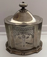 Vintage Etched Silver Plated Biscuits / Tea Caddy Box w/ Lid by Godinger 1991