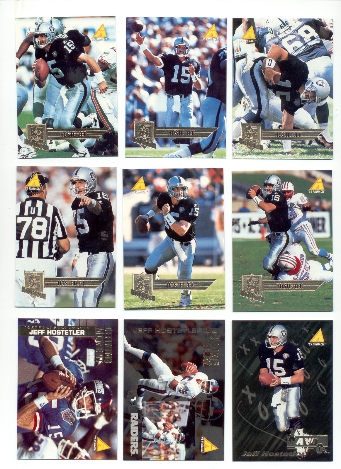 1995 QB Collection JEFF HOSTETLER Oakland Raiders New York Giants 9-Card Set