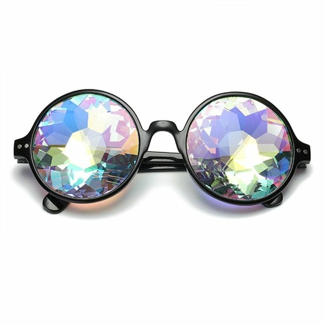 Holographic Kaleidoscope Round Glasses Festival Lens Rainbow Prism