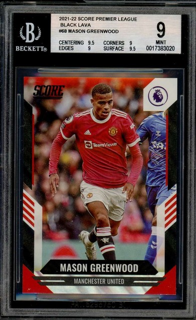 Mason Greenwood Card 2021-22 Score Premier League Black Lava (1 of 1) #68 BGS 9