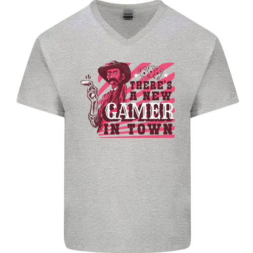 Theres a New Gamer in Town Gaming Mens V-Neck Cotton T-Shirt - Picture 14 of 43