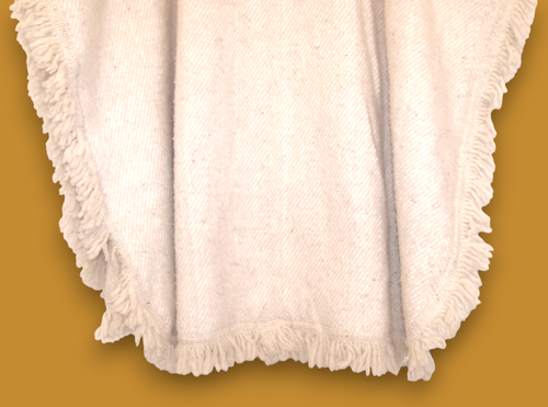 Wool Poncho Cape Jacket With Knit Collar Unbranded Ivory Fringe See Measurements - Picture 6 of 6