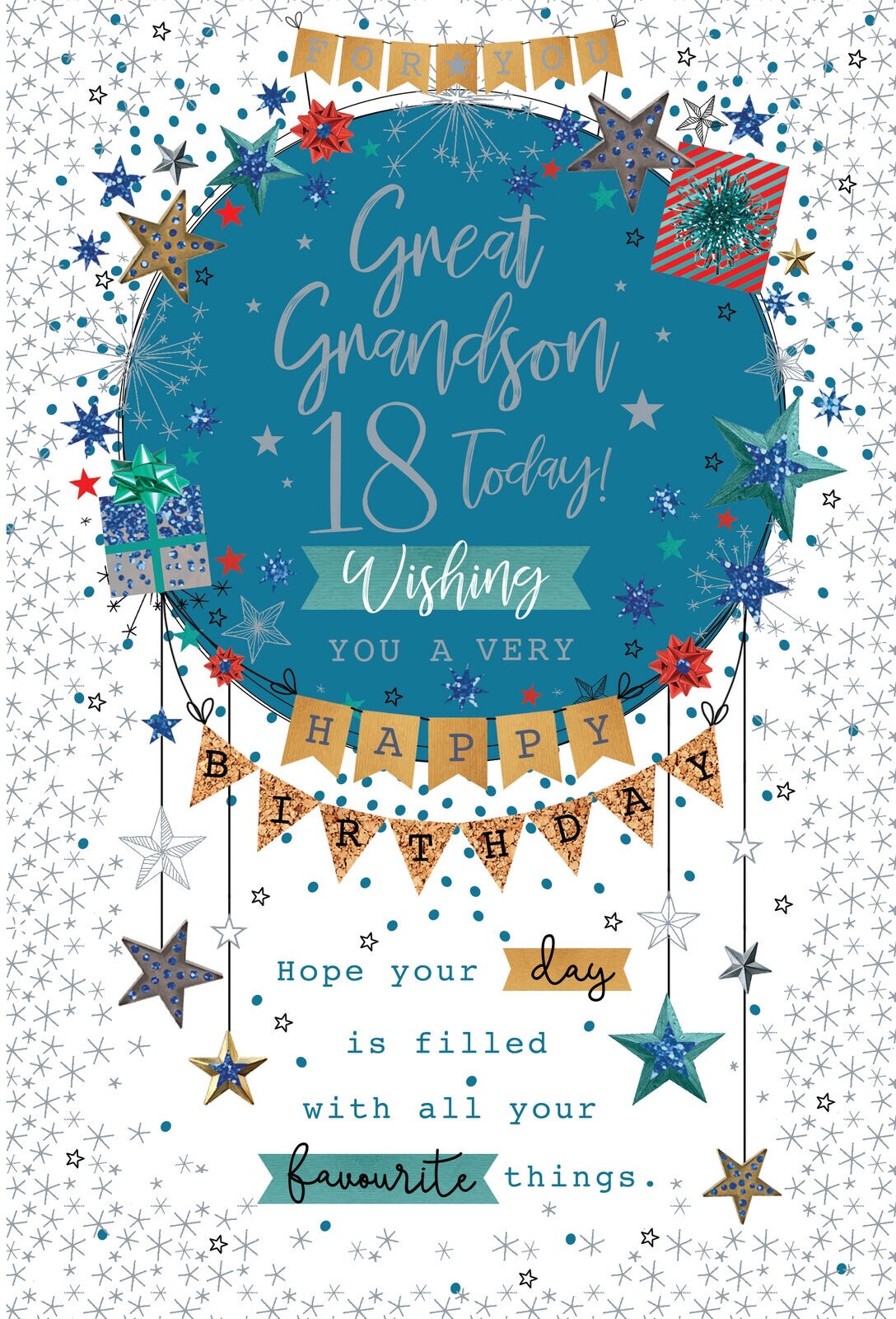 For You Great Grandson 18 Today Happy Birthday 18th Silver Foil Greeting Card