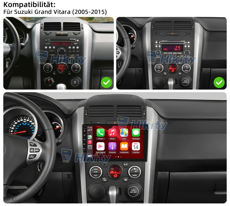 9" CarPlay 64GB Android 15 Autoradio GPS Navi Für Suzuki Grand Vitara 2005-2015 - Bild 2 von 4