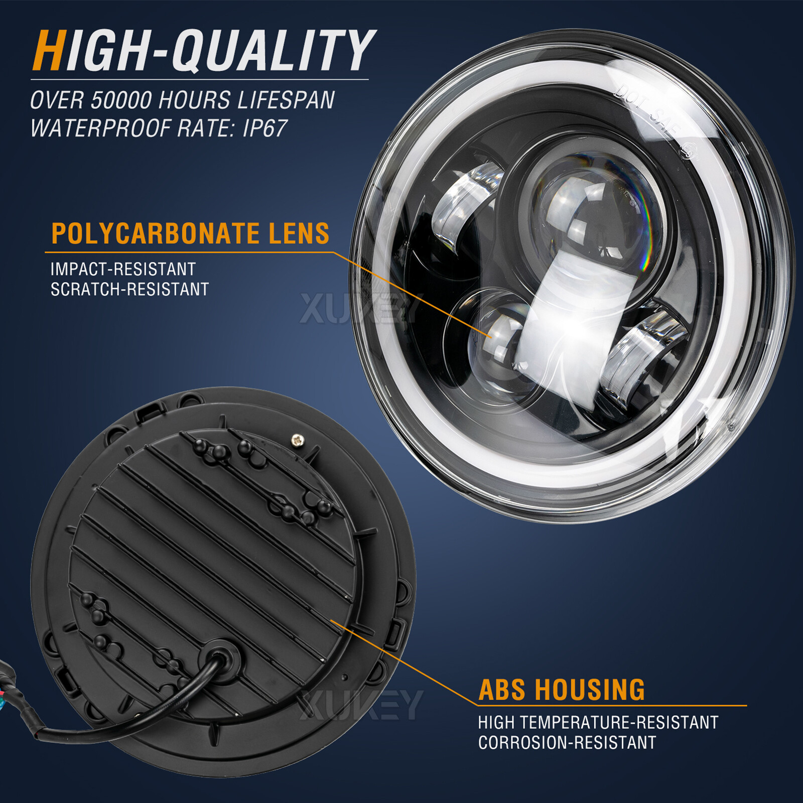 7inch LED Headlights + Tail Lights Set Combo 4X For Jeep Wrangler TJ 1997-2006