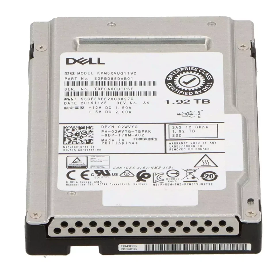 NEW 02WVYG 2WVYG DELL KPM5XVUG1T92 1.92TB 2.5" SAS 12G MU SSD Solid State Drive - Image 2 of 4