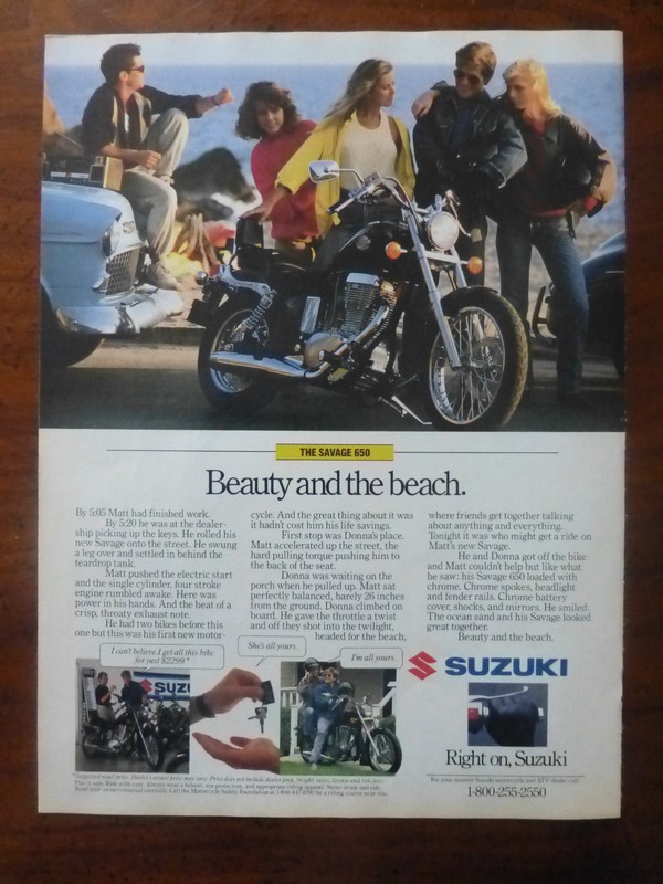 1986 1987 1988 Suzuki Savage 650 LS LS650 Boulevard S40 motorcycle magazine ad