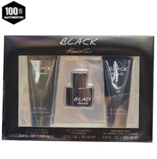 Kenneth Cole Black Gift Set 3 PC - 1.0 oz EDP Spray +3.4oz + ASBalm + Body Wash