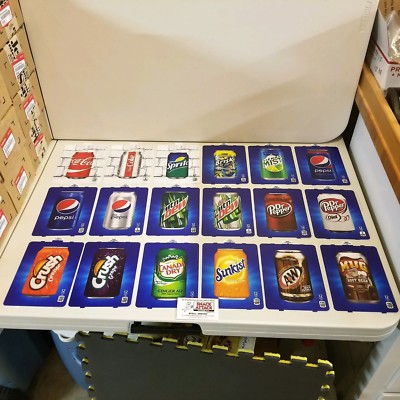 (18) DIXIE NARCO 276E, 501E & HVV SODA VENDING MACHINE 12oz ''CAN'' VEND LABEL KIT
