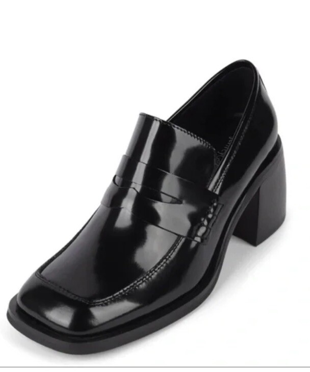 Jeffrey Campbell Black Ecole Block Heel Loafer Pumps Sz 10