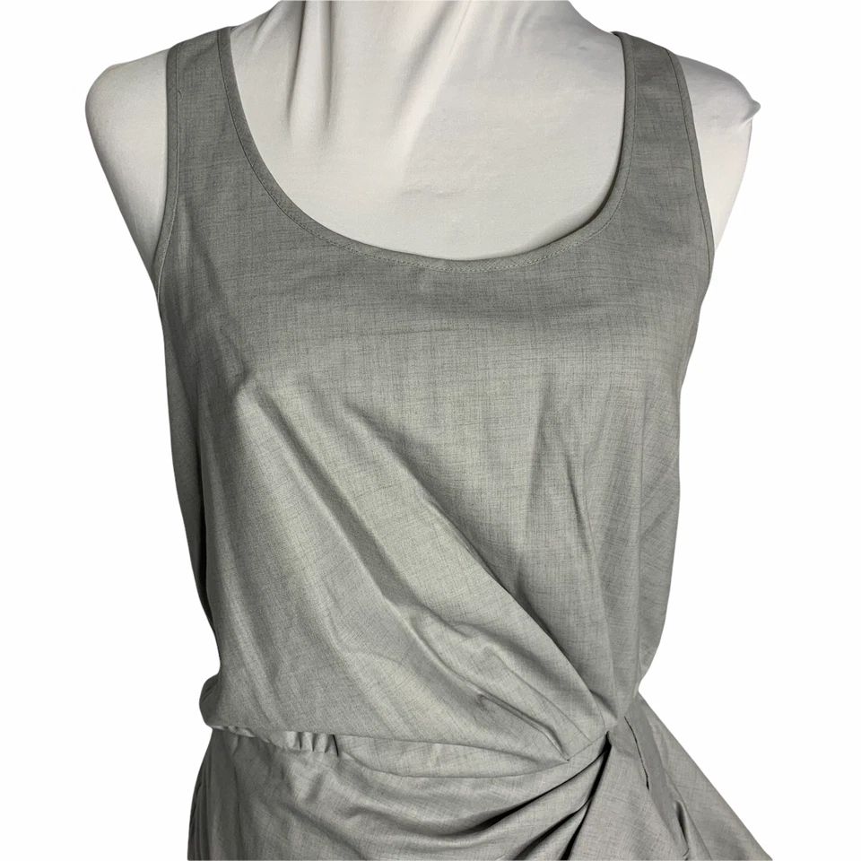Mini Vestido Vintage Y2K Cynthia Steffe Sin Mangas Para Mujer 4 Gris Lana Drapeado Foto 2 de 4