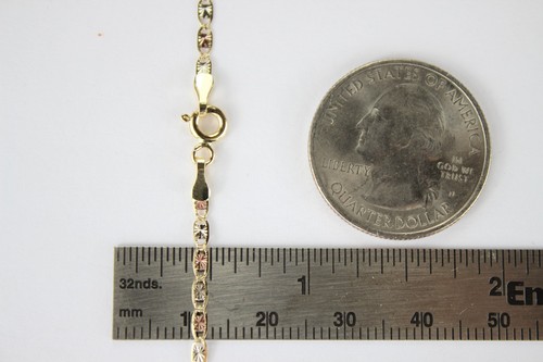 Authentic 10K Yellow White Rose Gold Tri-Color Valentino Chain 1.5-6mm/16"-30" - Picture 8 of 19