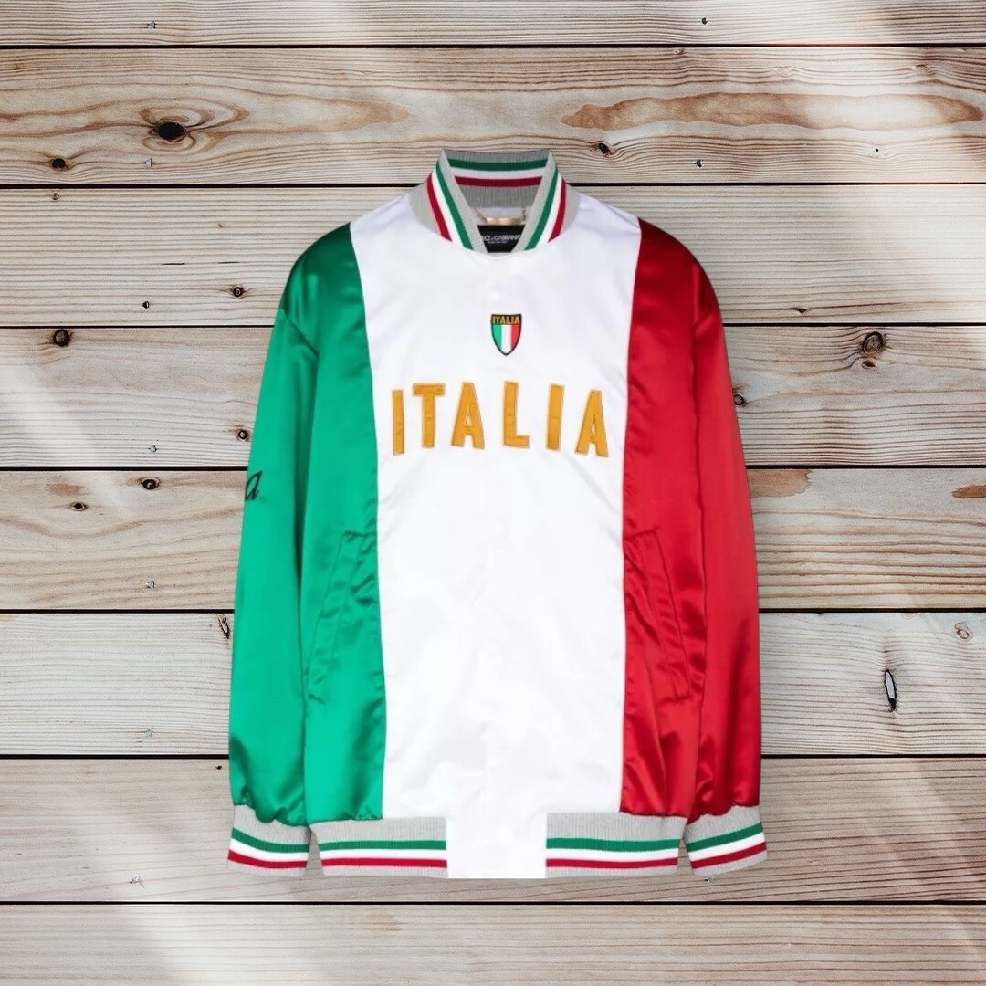 DOLCE & GABBANA Italian Flag Bomber Jacket Logo Embroidery Oversized 48 M /L 50