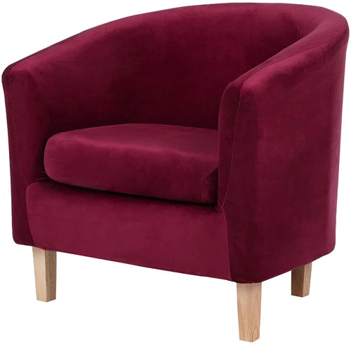 Stretch Velvet Tub Chair Covers Armchair Slipcovers Single Sofa Split Seat Cover - Picture 5 of 33
