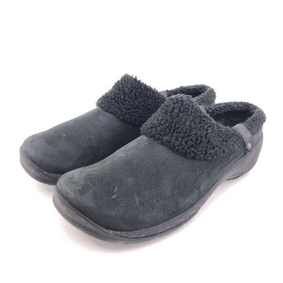 Merrell Encore Ice Slide Q2 Black Leather Slip on Shoes Womens