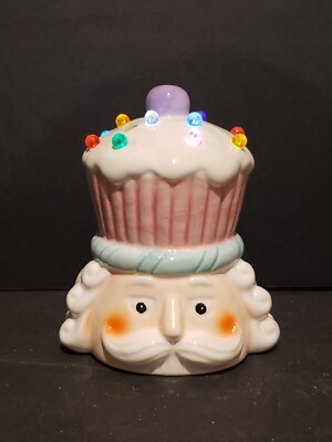 Adorable & Unique Christmas Nutcracker Head w/ a Pre Lit Cupcake On Top 