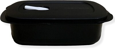 Tupperware Crystalwave Plus 4 Cup Microwave Rectangular Container Black NEW