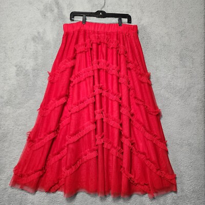 Boden Tulle Great British Rose Red Womens Size 18 Layered Ruggles Plus Size NWT