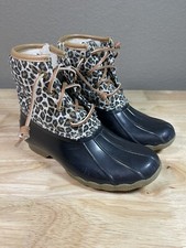 SPERRY Top Sider Boots Youth Childrens 2M Rain Ankle Booties Waterproof CHEETAH