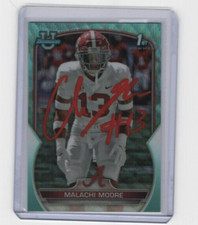 Malachi Moore Signed 2022 Bowman U 1st RC Aqua Shimmer Autographed PROOF /299