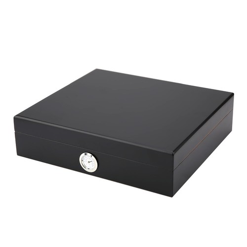 Mini Humidor Cigar Box Vintage Wooden Cigarette Container Storage Case (Black) - Picture 2 of 9