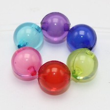 30 Mixed Color Acrylic Smooth Round Beads 14mm 0.55" Chunky "Bead inside Bead"