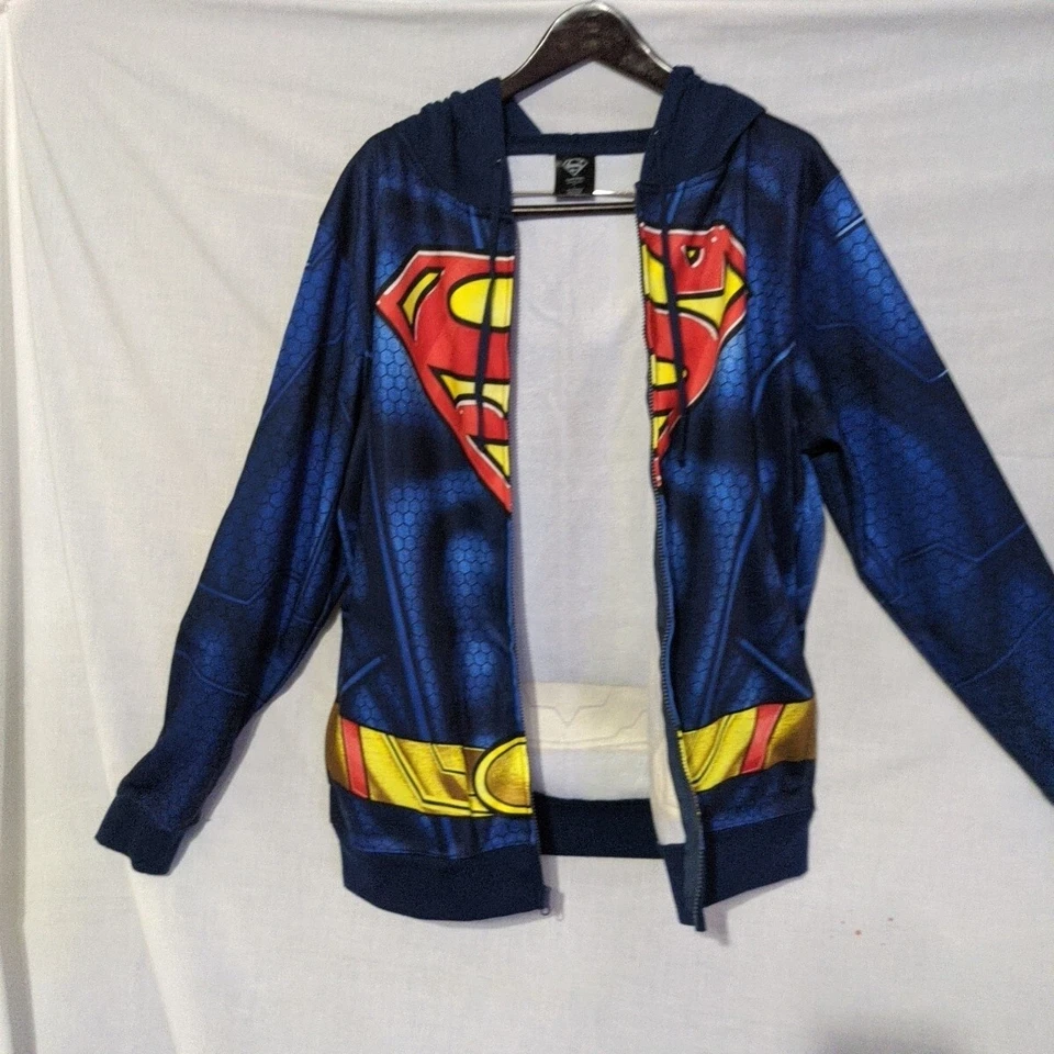 Chaqueta Superman L Azul Cremallera De Colección DC Comics S15 RN#115665 Nueva Sin Etiquetas Foto 4 de 4