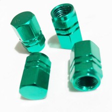 4x Green Color Aluminum Tirerim Valve Stemwheel Dust Cover Caps