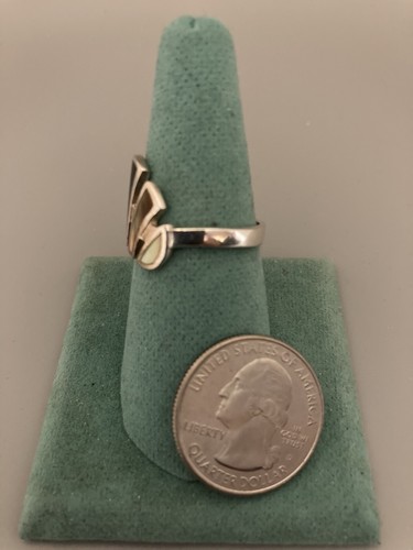 ✨Vintage Lee Sands Inlaid Yellow Mother of Pearl Sterling Silver Ring SZ 9-9.5 - Picture 9 of 23