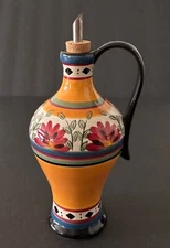 Pier One Ceramic Oil Vinegar Cruet Dispenser Hand Painted Alexandria Earthenware