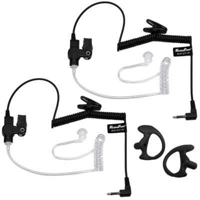 3.5mm Listen Only Acoustic Tube Earpiece for Two Way Radio Speaker (2 + Earmold)