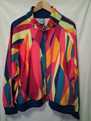 Tek Gear Women Retro Multi Abstract Color Lightweight Jakcet Zipper Sz-3x