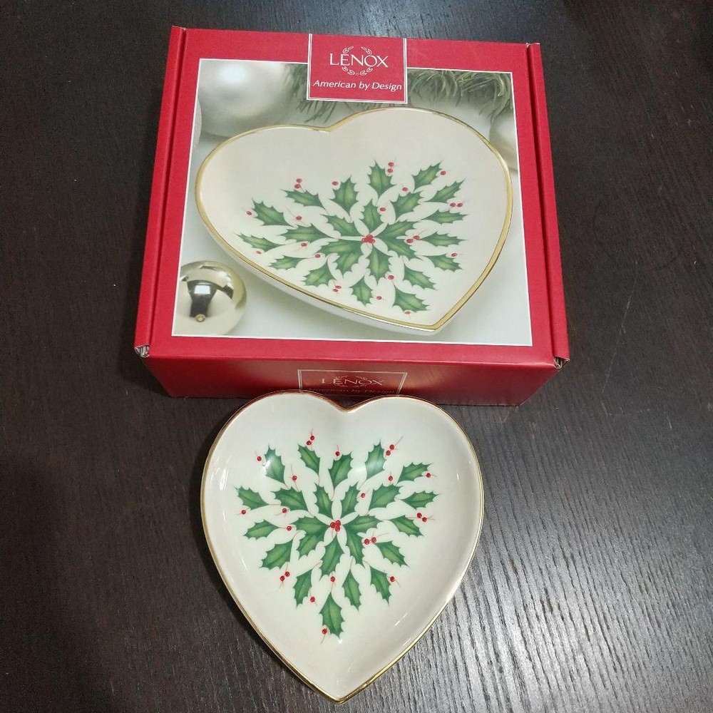 Lenox Christmas Small Plate Unused Very Rare Heart-shaped Plate New 13cm×13cm