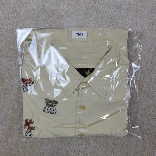Nat Nast Silk Shirt Mens L Beige Embrodiered Dice Craps Limited Edition Gambling - Picture 13 of 14