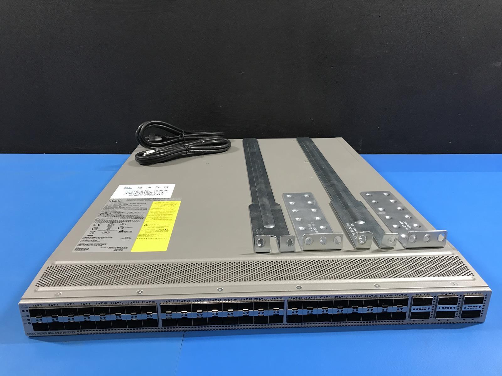 Cisco Nexus 9300 N9KC93180YCEX 48 Port 1/10/25G SFP+ 40/100Gbps QSFP Switch eBay