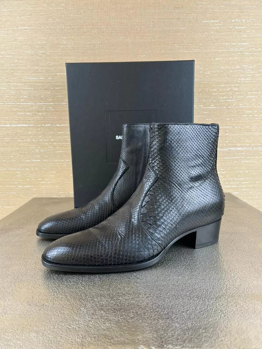 Saint Laurent Paris Wyatt 40 Zip Booties in Python in Black BNIB 44