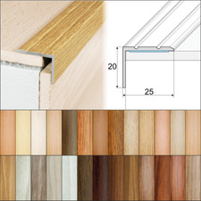 Aluminium Stair Nosing Wood Effect 25x20mm Step Edge Guard Trim Profile A36 2.7m