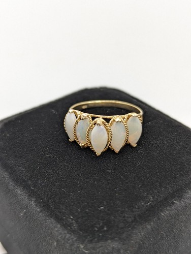 14ct, 585 Yellow Gold 2.0ct Marquise Fiery Opal Cluster Cocktail Ring. Size N1/2 - Picture 17 of 20