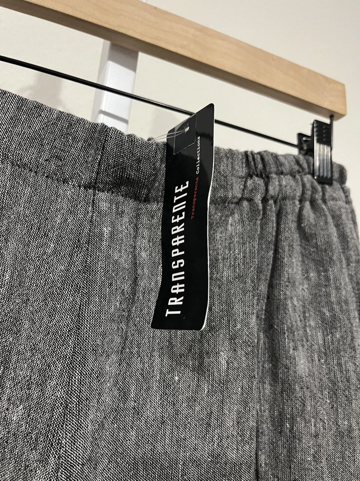 Pantalones Transparentes Hechos en Alemania Color Gris Mezcla Lino ¡NUEVOS! Talla única Foto 2 de 4