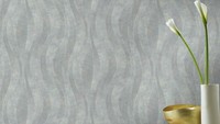 Rasch Vliestapete Grau Silber Glitzer Wellen Struktur Rillen 315820 (3,45€/1Qm)