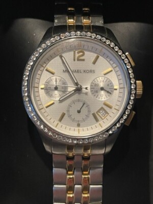 Michael Kors Rhinestone MK-5098 Two Tone Chronograph Date 