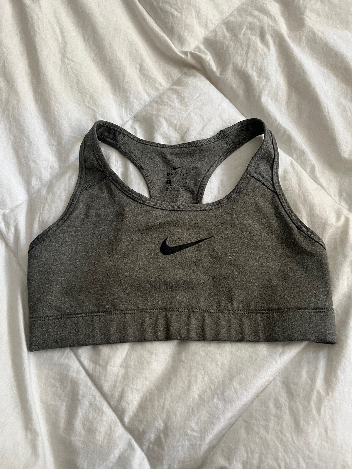 Nike Sports Bra Top Women's SMALL Gray Dri-Fit Training Workout Gym (No Padding)-image