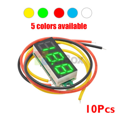 10 PCS Mini DC 0-100V 0.28'' 3-Digital Voltmeter LED Voltage Panel Meter 3-Wires