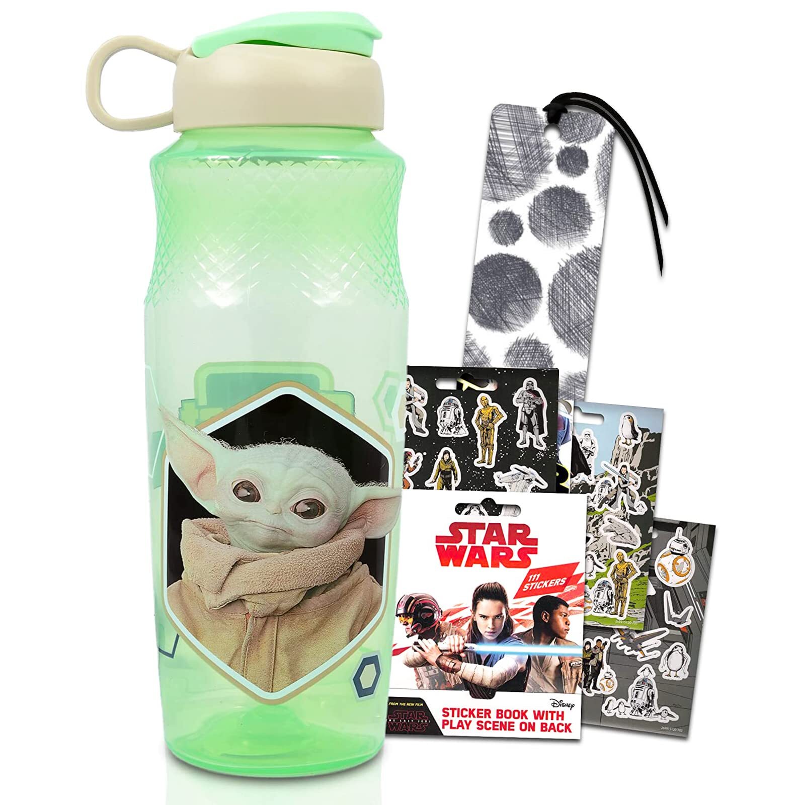 Star Wars Baby Yoda 30oz Water Bottle For Kids, Adults Bundle ~ Baby Yoda Ref...