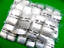1-1/2" x 2" Zip Seal Top Lock Bags 6000 Clear 2mil Poly Bags Reclosable Baggies
