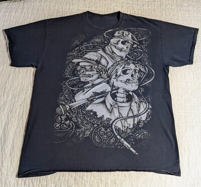 Compton Hip Hop Skull Black T Shirt VTG Biggie Smalls Eazy E Tupac Sz XL READ 