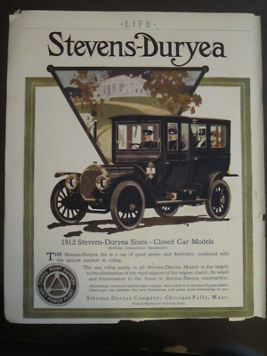 1912 Stevens Duryea Sixes Automobile Closed Car Models Ad