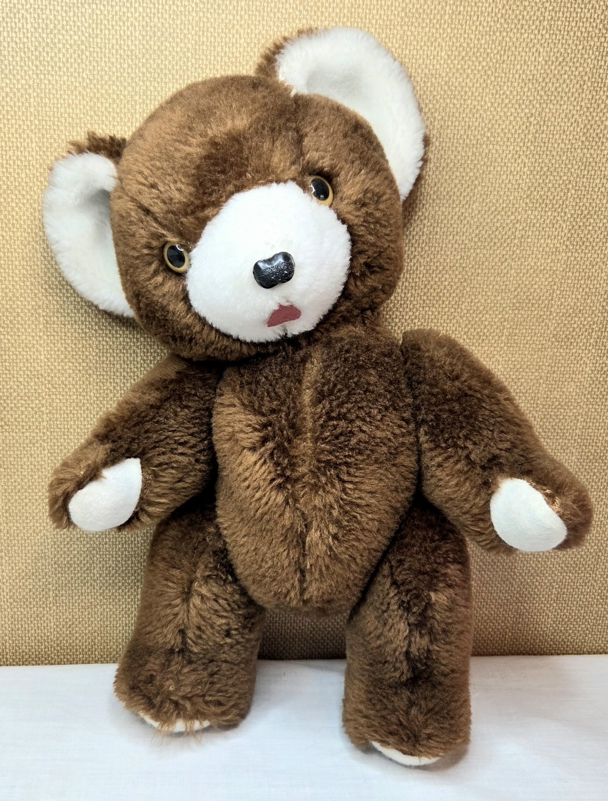 Vintage Jointed Teddy Bear Plush Korea Brown Stuffed Animal Cottagecore 12”