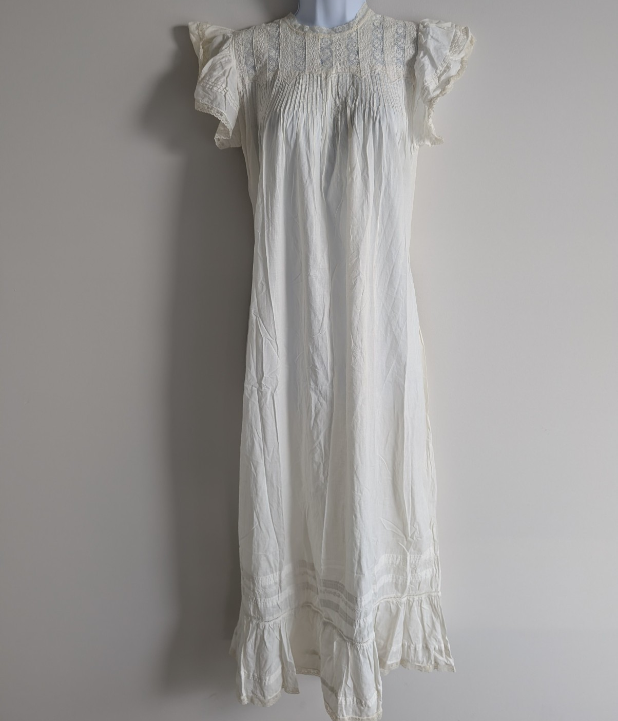 Vintage Saybury Midi Dress Women Small Victorian Cottage Prairie Ivory Lace Gown