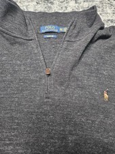 POLO RALPH LAUREN ESTATE RIB 1/4 ZIP PULLOVER SWEATER CHARCOAL GRAY MENS 2XLT